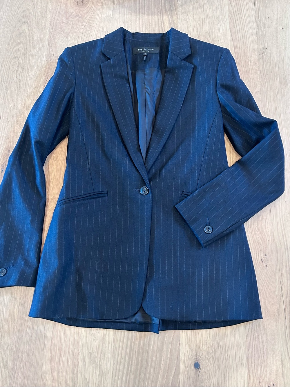 Rag and Bone Navy Pinstripe Blazer - Women's Tailored Jacket